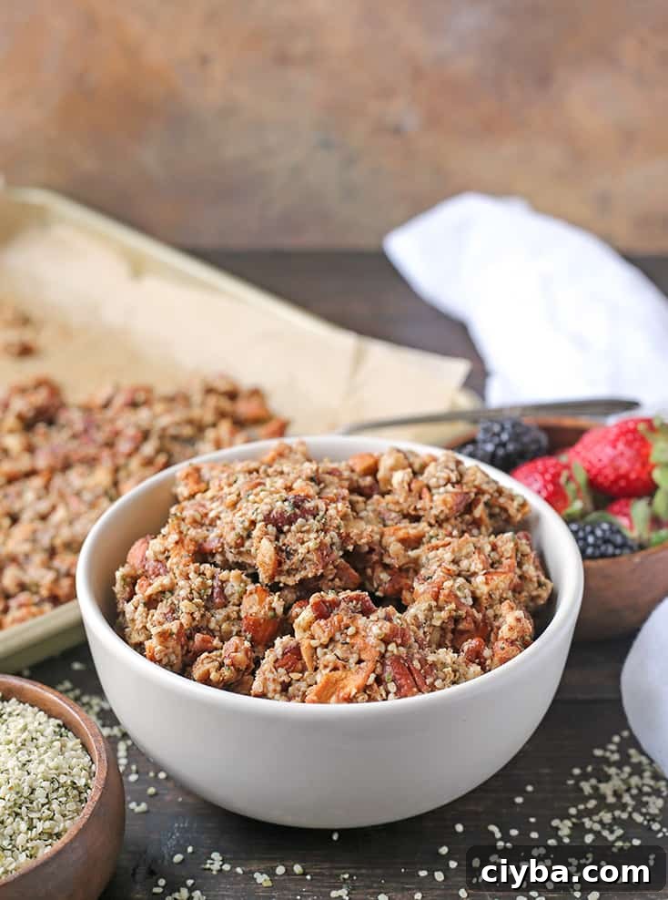 Granola clusters with dried apple pieces