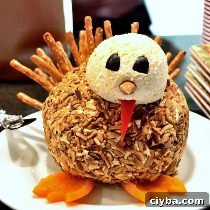 Turkey Shaped Cheese Ball sq