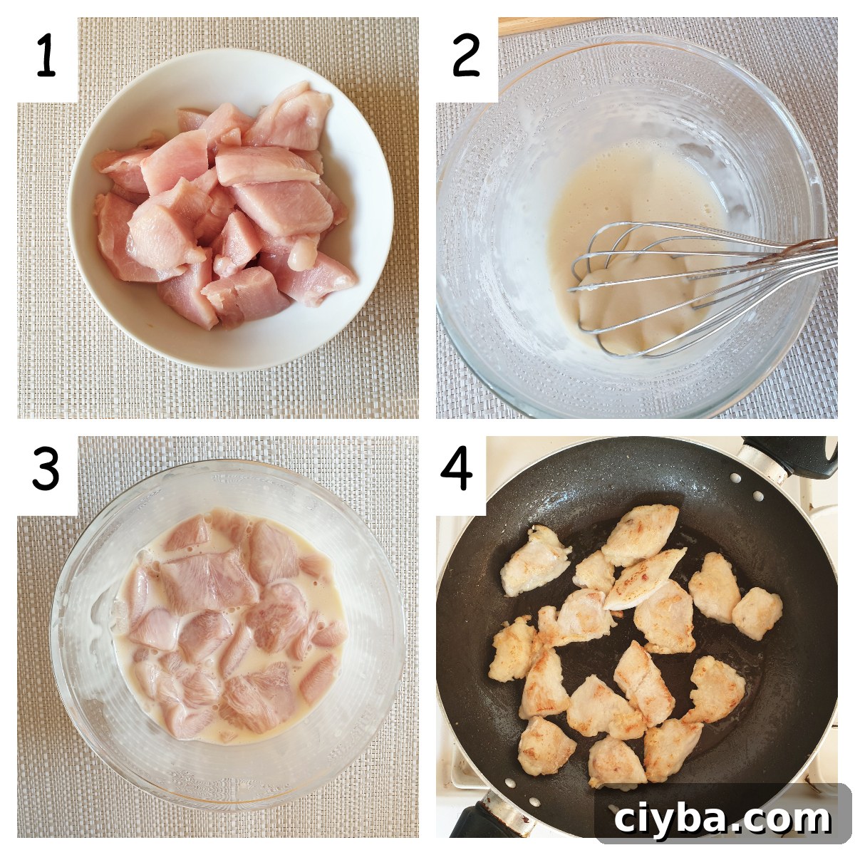 Crispy Sesame Chicken Recipe 4 Steps for making batter and for frying the sesame chicken.