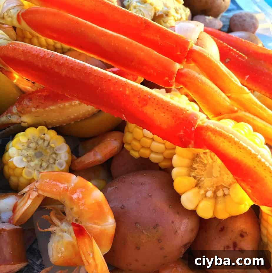 Crab and Seafood Boil on outside table.