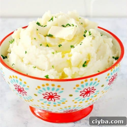 Mashed potatoes in a bowl with flower design.