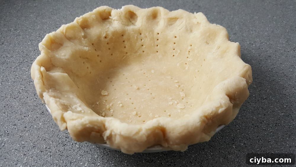crust edges pinched to look pretty.