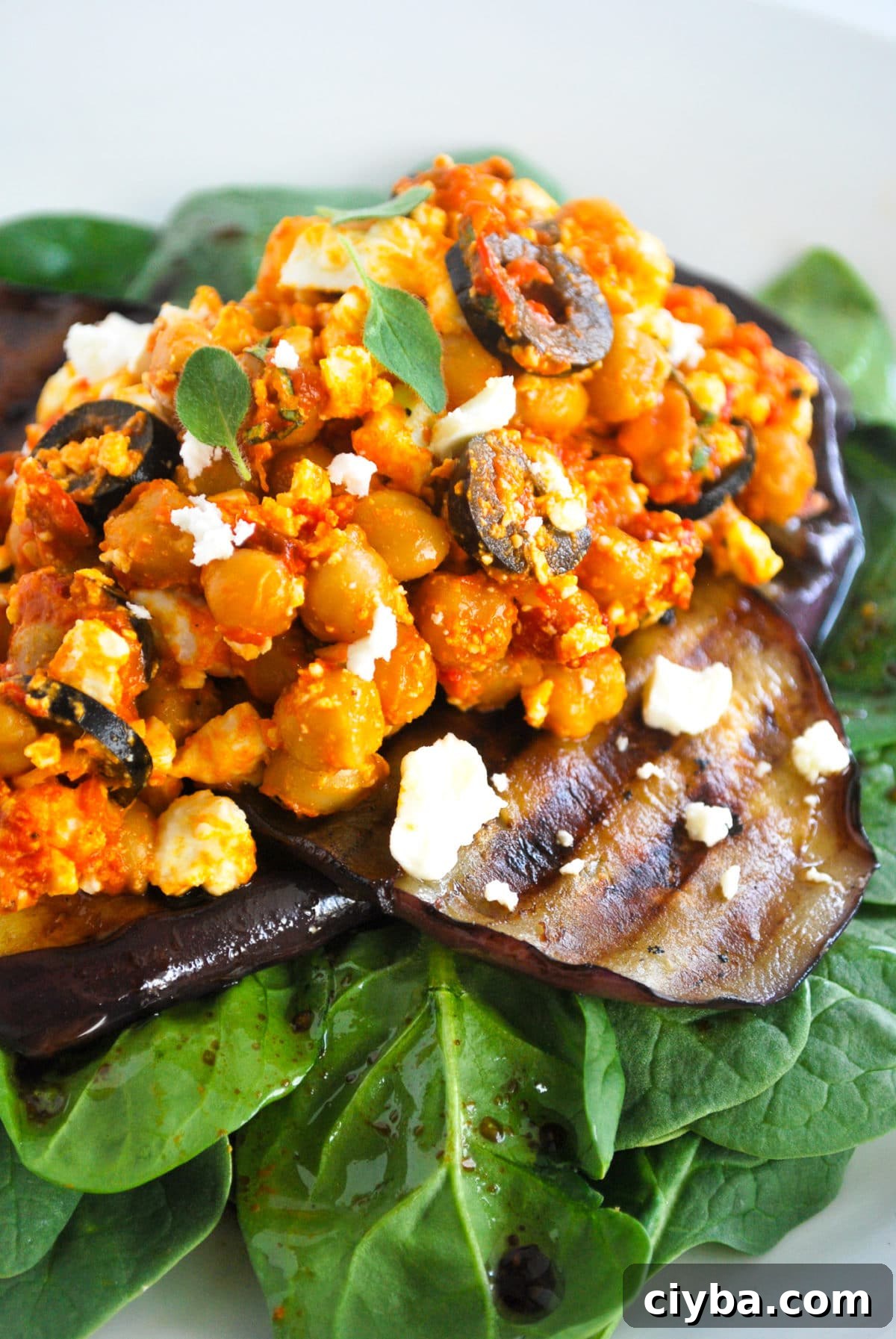 Mediterranean Chickpea Salad with Grilled Eggplant 3 chickpea salad with grilled eggplant