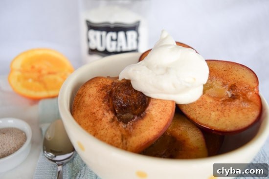 Honey Roasted Plums and Peaches with Cinnamon 5 roasted plums and peaches